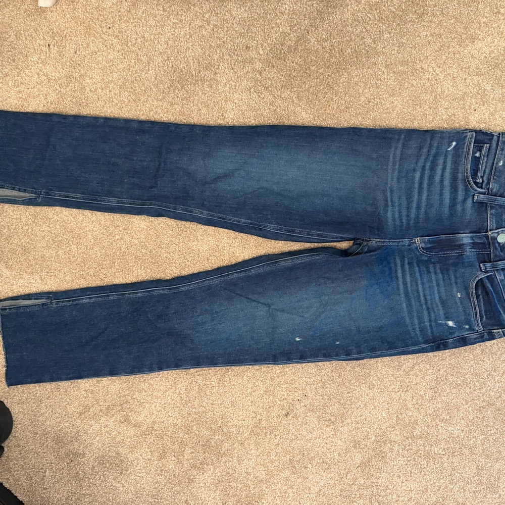 PAIGE Dark Blue Straight Leg Jeans